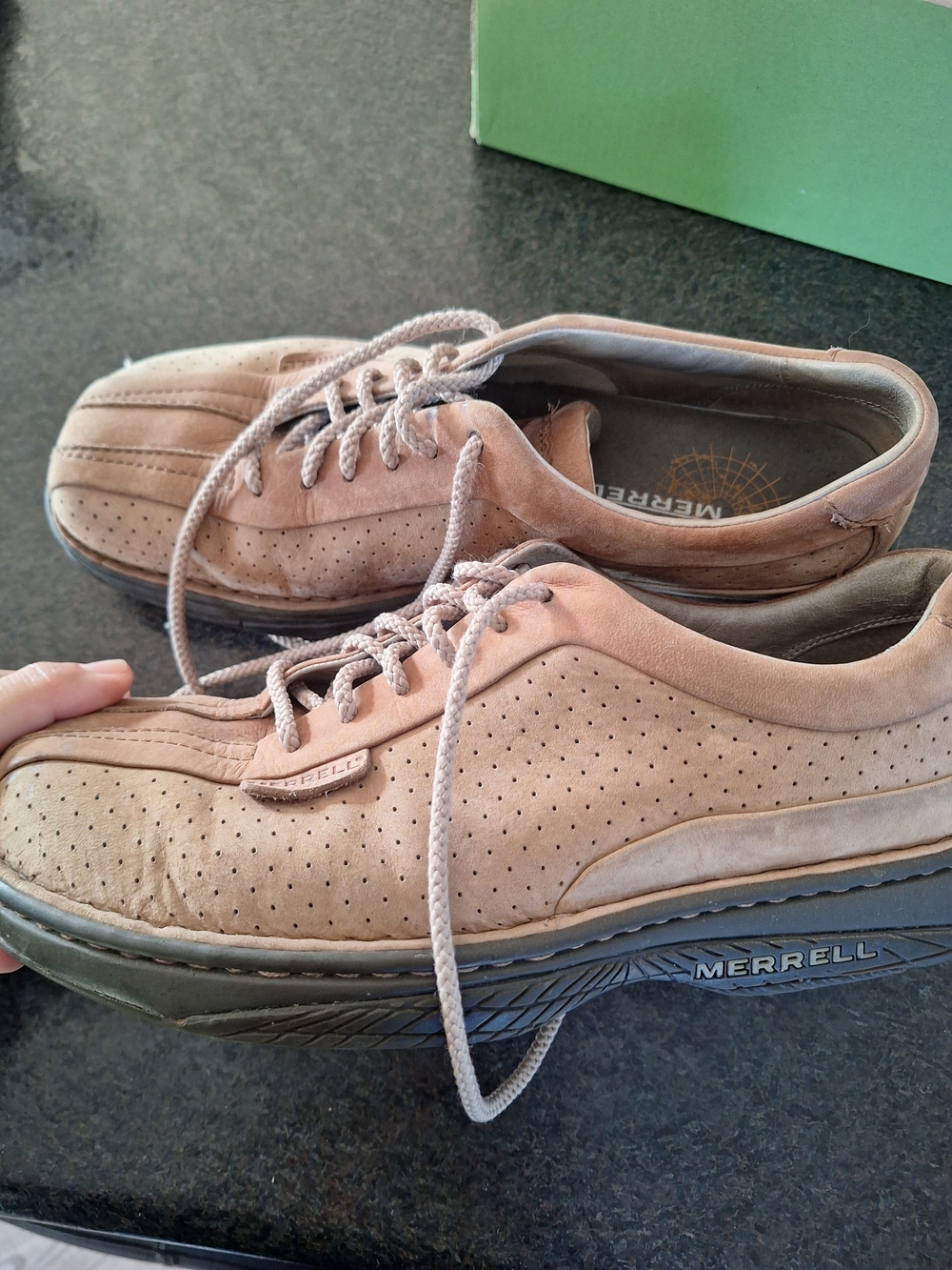 Merrell Men's Beige Suede Casual Lace-Up Shoes